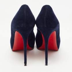 Pre Owned Christian Louboutin Navy Blue Suede Very Prive Pumps Size 37.5