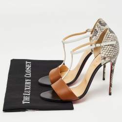Christian Louboutin Tricolor Leather and Watersnake True Blue Sandals Size 40