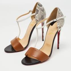 Christian Louboutin Tricolor Leather and Watersnake True Blue Sandals Size 40