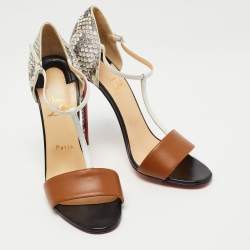 Christian Louboutin Tricolor Leather and Watersnake True Blue Sandals Size 40