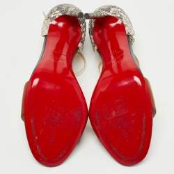 Christian Louboutin Tricolor Leather and Watersnake True Blue Sandals Size 40