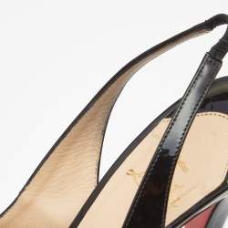 Pre Owned Christian Louboutin Black Patent Leather No Prive Slingback Pumps Size 39