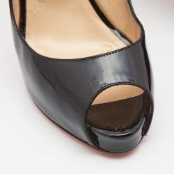 Pre Owned Christian Louboutin Black Patent Leather No Prive Slingback Pumps Size 39