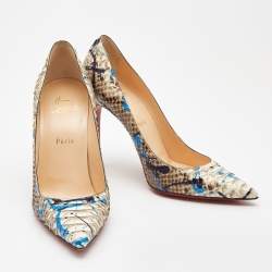 Pre Owned Christian Louboutin Brown/Beige Python Paint Splatter So Kate Pumps Size 41