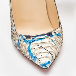 Pre Owned Christian Louboutin Brown/Beige Python Paint Splatter So Kate Pumps Size 41