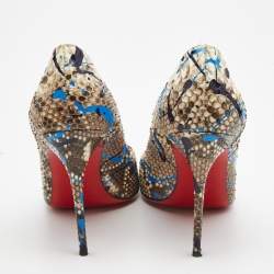 Pre Owned Christian Louboutin Brown/Beige Python Paint Splatter So Kate Pumps Size 41