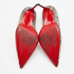 Pre Owned Christian Louboutin Brown/Beige Python Paint Splatter So Kate Pumps Size 41