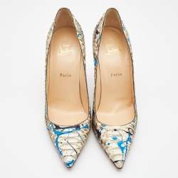 Pre Owned Christian Louboutin Brown/Beige Python Paint Splatter So Kate Pumps Size 41