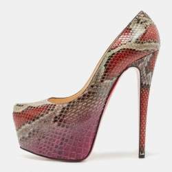 مملوكة مسبقًا Christian Louboutin Multicolor Python Daffodile Pumps Size 41