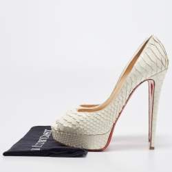 Christian Louboutin White Python Lady Peep Pumps Size 41