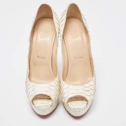 Christian Louboutin White Python Lady Peep Pumps Size 41