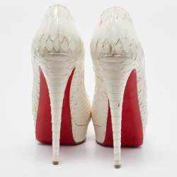 Christian Louboutin White Python Lady Peep Pumps Size 41