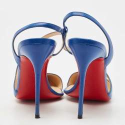 Pre Owned Christian Louboutin Blue Leather June Slingback Pumps Size 41