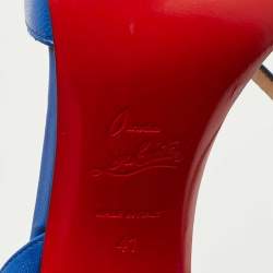 Pre Owned Christian Louboutin Blue Leather June Slingback Pumps Size 41