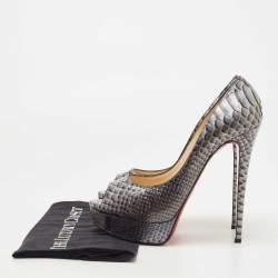 Pre Owned Christian Louboutin Two Tone Python Lady Peep Pumps Size 40.5