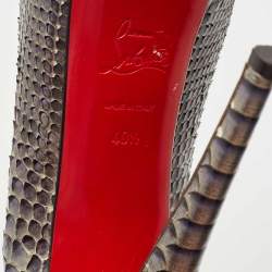 Pre Owned Christian Louboutin Two Tone Python Lady Peep Pumps Size 40.5
