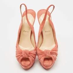 Pre Owned Christian Louboutin Pink Suede Jenny Slingback Pumps Size 41