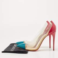Pre Owned Christian Louboutin Tricolor Patent and PVC Debout Pumps Size 41