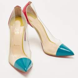 Pre Owned Christian Louboutin Tricolor Patent and PVC Debout Pumps Size 41
