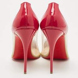 Pre Owned Christian Louboutin Tricolor Patent and PVC Debout Pumps Size 41
