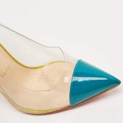 Pre Owned Christian Louboutin Tricolor Patent and PVC Debout Pumps Size 41