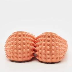 Pre Owned Christian Louboutin Light Orange Leather Pigalle Spikes Ballet Flats Size 41