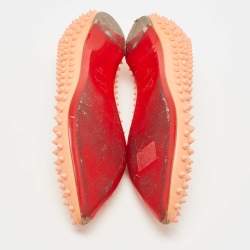 Pre Owned Christian Louboutin Light Orange Leather Pigalle Spikes Ballet Flats Size 41