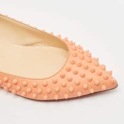 Pre Owned Christian Louboutin Light Orange Leather Pigalle Spikes Ballet Flats Size 41