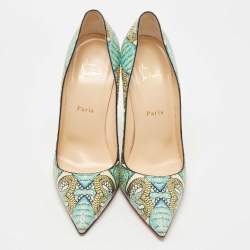 Christian Louboutin Multicolor Hand Painted Python So Kate Pumps Size 40.5