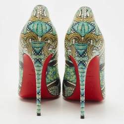 Christian Louboutin Multicolor Hand Painted Python So Kate Pumps Size 40.5