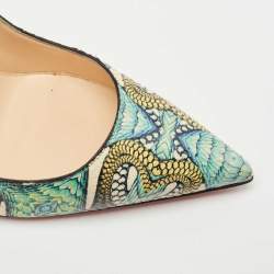 Christian Louboutin Multicolor Hand Painted Python So Kate Pumps Size 40.5