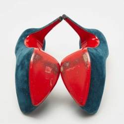 Pre Owned Christian Louboutin Teal Suede Daffodile Pumps Size 41