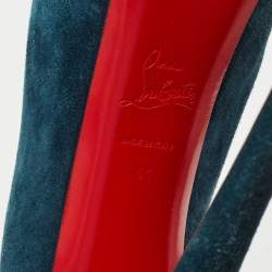 Pre Owned Christian Louboutin Teal Suede Daffodile Pumps Size 41