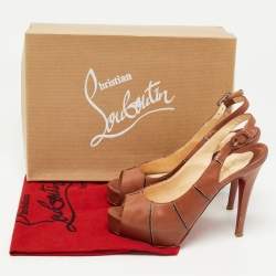 Christian Louboutin Brown Leather Private Number Sandals Size 36.5