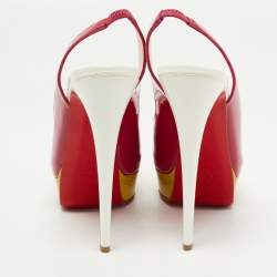 Pre Owned Christian Louboutin Multicolor Patent Leather Lady Peep Pumps Size 41