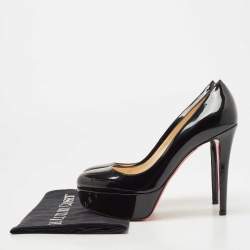 Christian Louboutin Black Patent Leather Bianca Platform Pumps Size 38