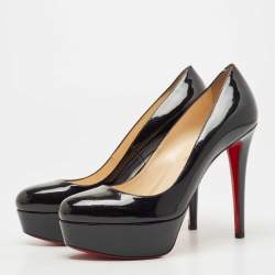 Christian Louboutin Black Patent Leather Bianca Platform Pumps Size 38