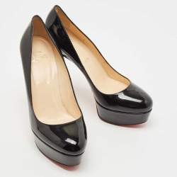 Christian Louboutin Black Patent Leather Bianca Platform Pumps Size 38