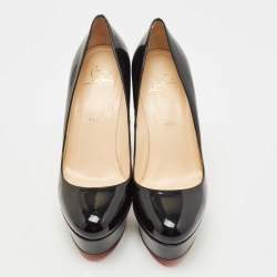 Christian Louboutin Black Patent Leather Bianca Platform Pumps Size 38