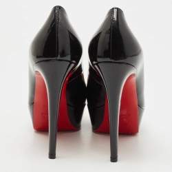 Christian Louboutin Black Patent Leather Bianca Platform Pumps Size 38