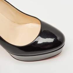 Christian Louboutin Black Patent Leather Bianca Platform Pumps Size 38