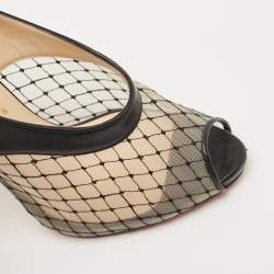 Pre Owned Christian Louboutin Black Leather and Mesh Resillana Pumps Size 38