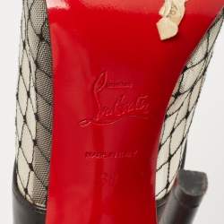 Pre Owned Christian Louboutin Black Leather and Mesh Resillana Pumps Size 38