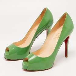 Christian Louboutin Green Patent Leather Very Prive Pumps Size 38.5