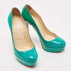 Christian Louboutin Green Patent Leather Bianca Pumps Size 37.5