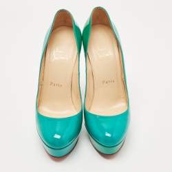 Christian Louboutin Green Patent Leather Bianca Pumps Size 37.5