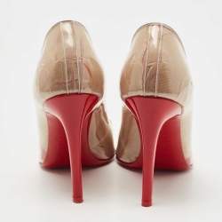 Pre Owned Christian Louboutin Brown/Red PVC Kraft Kate Pumps Size 36.5