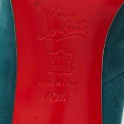 Pre Owned Christian Louboutin Teal Suede Simple Pumps Size 40.5