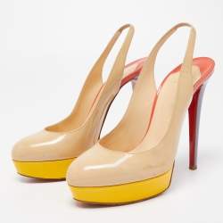 مملوكة مسبقًا Christian Louboutin tricolor Patent Bianca Pumps Size 41.5