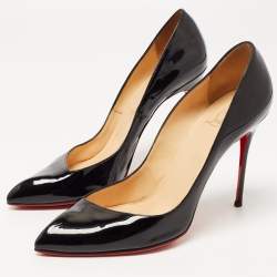 Pre Owned حذاء كعب عالي كريستيان لوبوتان كورنيلا جلد أسود لامع مقاس 41